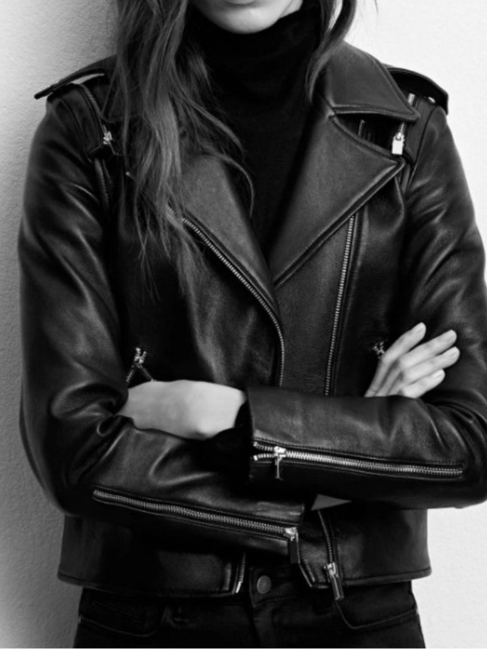 Comptoir des Cotonniers Black Leather Moto Jacket
